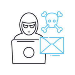 hacking line icon, outline symbol, vector illustration, concept sign