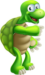 Wall Mural - Cartoon Tortoise or Turtle pointing