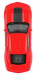 top view of red sports car isolated