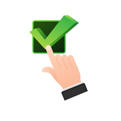 Poster - yes and no button with hands. feedback concept. positive feedback concept. choice button icon. vecto