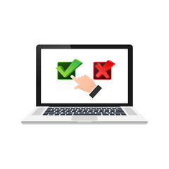 Poster - yes and no button with hands. feedback concept. positive feedback concept. choice button icon. vecto