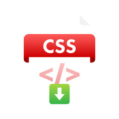 Leinwandbilder - Download CSS button on laptop screen. Downloading document concept. File with CSS label and down arrow sign. Vector illustration.