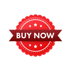 Poster - Buy now. Red Ribbon on white background. Vector stock illustration.