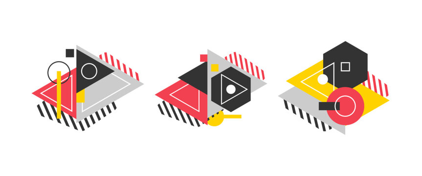 Triangle geometric abstract graphic background, Dynamic geometric shapes compositions, Flat and clean style, Applicable for any graphic works.