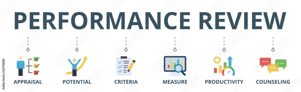 Performance review banner web icon vector illustration concept for ...