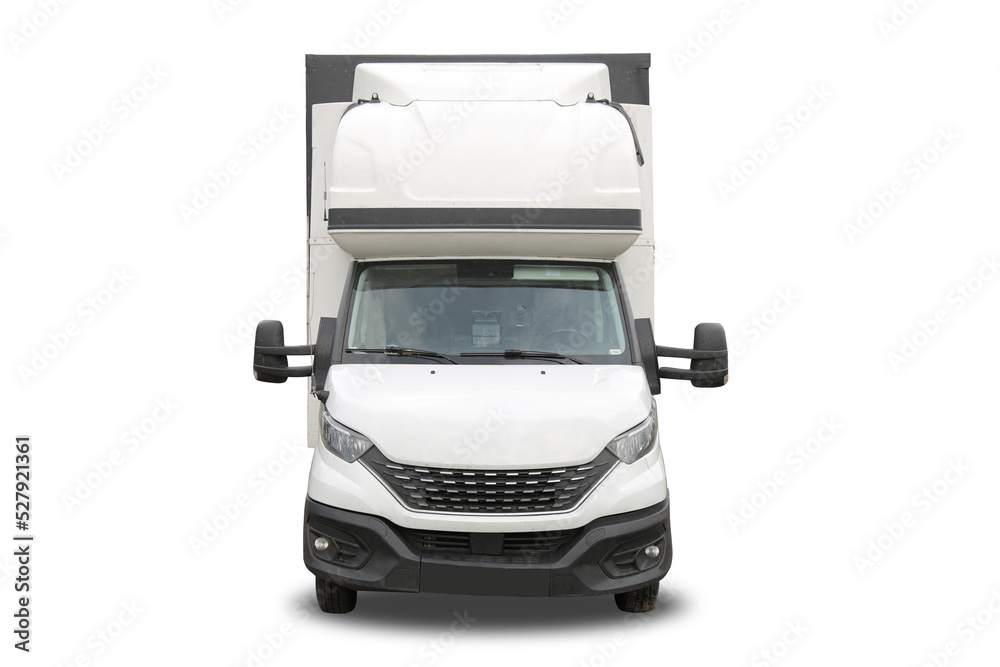 truck delivering cargo, front view, isolated on white background Stock ...