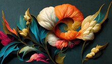 Elegant Floral Background In Baroque Style. Retro Decorative Flower Art Design. Digital Illustration