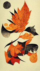 Wall Mural - abstract design of stylized autumn leaves. decorative seasonal fall background. 3d illustration.
