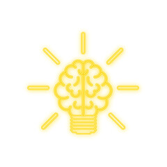 Poster - Neon idea for concept design. Lightbulb icon. Idea, solution, business, strategy concept. Vector stock illustration