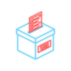 Poster - Hand puts vote bulletin into vote box. Voting concept. Ballot box. Vector stock illustration