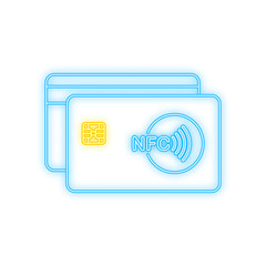 Poster - contactless payment methods mobile smart phone and wireless pos terminal neon style. vector stock il