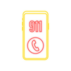 Poster - 911 smartphone in flat style. Call icon vector. Hand holding smartphone. First aid. Finger touch screen. Vector stock illustration