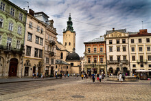 City Old Town Square Lviv Ukraine Freedom