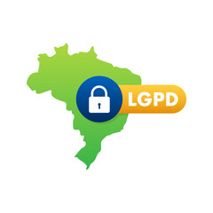 LGPD, Brazilian Data Protection Authority DPA. Lei Geral de Prote o de Dados. Vector stock illustration.