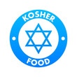 Kosher food product sign label, sticker. Certified kosher sign. Vector stock illustration.