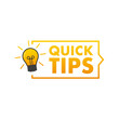Quick tips icon badge. Ready for use in web or print design. Vector stock illustration.