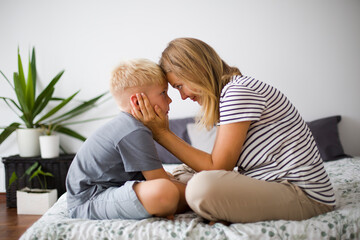 Wall Mural - adorable, authentic, background, bedroom, boy, brazilian, care, casual, caucasian, cheerful, child, childhood, comfort, embrace, family, female, fondness, fun, happiness, happy, healthy, holding, indo