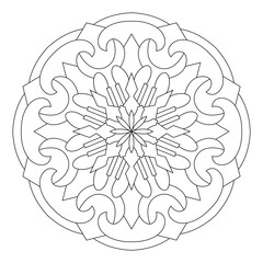 Wall Mural - Mandala pattern illustration. An Oriental decorative round ornament can be used for meditation background, therapy, and a coloring page.