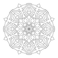 Poster - Mandala pattern illustration. An Oriental decorative round ornament can be used for meditation background, therapy, and a coloring page.