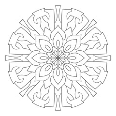 Poster - Mandala pattern illustration. An Oriental decorative round ornament can be used for meditation background, therapy, and a coloring page.