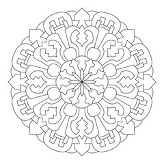 Wall Mural - Mandala pattern illustration. An Oriental decorative round ornament can be used for meditation background, therapy, and a coloring page.