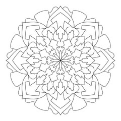 Poster - Mandala pattern illustration. An Oriental decorative round ornament can be used for meditation background, therapy, and a coloring page.