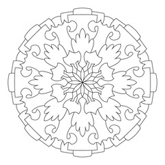 Poster - Mandala pattern illustration. An Oriental decorative round ornament can be used for meditation background, therapy, and a coloring page.