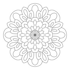 Poster - Mandala pattern illustration. An Oriental decorative round ornament can be used for meditation background, therapy, and a coloring page.