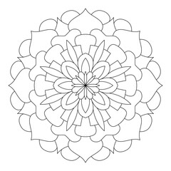 Poster - Mandala pattern illustration. An Oriental decorative round ornament can be used for meditation background, therapy, and a coloring page.