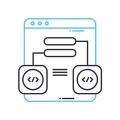 Fototapete - prototype to code line icon, outline symbol, vector illustration, concept sign