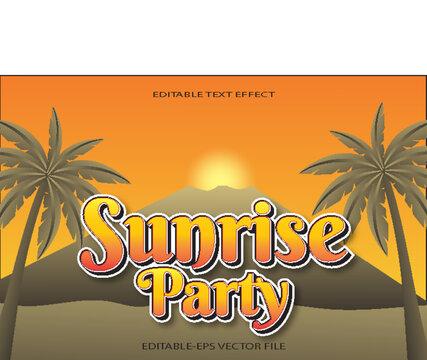 sunrise party editable text effect 3d gradient style design