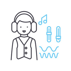 Fototapete - sound producer line icon, outline symbol, vector illustration, concept sign