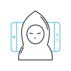 Fototapete - social media hacker line icon, outline symbol, vector illustration, concept sign