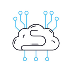 Fototapete - synthetic intelligence line icon, outline symbol, vector illustration, concept sign