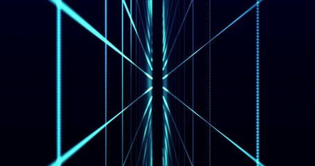 Wall Mural - The camera advances through the space of the blue grid lines. Seamless loop.