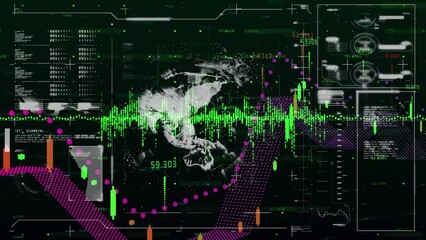 Poster - Animation of charts and data processing over globe and screen