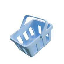 Minimal Style Blue Shopping Basket With Transparent Background 3d Render Illustration