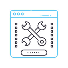 Fototapete - technical tools line icon, outline symbol, vector illustration, concept sign