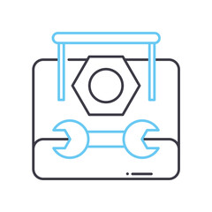 Fototapete - technical tools line icon, outline symbol, vector illustration, concept sign