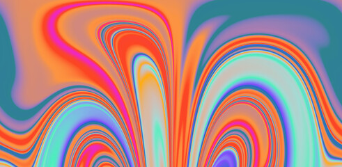 Poster - Abstract holographic background with fluid neon leaks and wavy distortion.