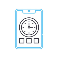 Fototapete - time tracker app line icon, outline symbol, vector illustration, concept sign
