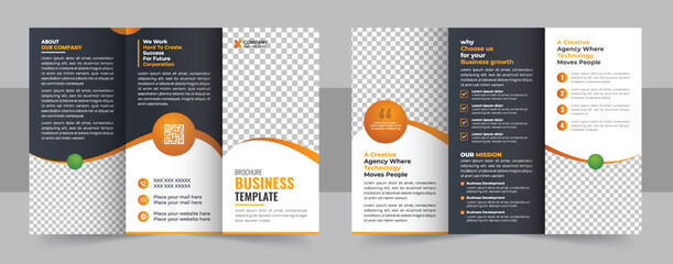Wall Mural - corporate business trifold brochure template, business trifold brochure template design with minimal