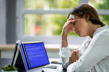 Poster - Blue BSOD Error At Computer