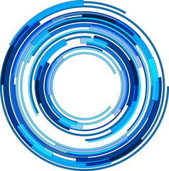 Poster - Abstract lens icon design, 3D blue symbol with circular lines pattern