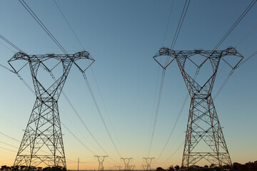 Poster - The evening electricity pylon silhouette