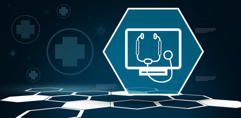Poster - Digital background with medical sign 