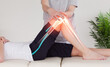 Highlighted bones of woman having leg massage 