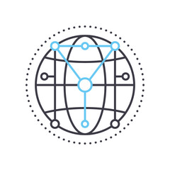 Fototapete - worldwide network line icon, outline symbol, vector illustration, concept sign