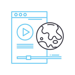 Fototapete - worldwide content line icon, outline symbol, vector illustration, concept sign