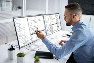 Developer Programmer Man Coding Software